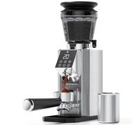 AMZCHEF Molinillo de Café Eléctrico para Espresso, 45 Ajustes de Molienda, Muelas Cónicas de Acero Inoxidable, Soporte para Portafiltros Ajustable, Panel Táctil LED, Tecnología Anti-Stática