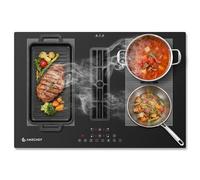 AMZCHEF Placa Inducción con Extractor Integrado, 7200W Placa Induccion 4 Zonas, 650m³/h Ventilación Automática Hob2Hood, 9 Niveles de Potencia, Temporizador & Bloqueo Infantil, Boost & Zona Flexible