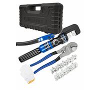 AMZCNC Herramienta de crimpado hidráulica Max.10T con 9 troqueles de 4-70 mm² en cromo grueso, mango aislado, cuerpo de acero, ideal para terminar terminales de terminales de cobre y aluminio (10T