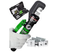 AMZCNC Herramienta de crimpado hidráulico manual de 4 mm² a 70 mm² para lengüetas de cable, herramienta de crimpado hidráulico con 9 pares de troqueles (herramienta de crimpado verde de 4 ~ 70 mm²)