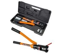 AMZCNC Pinza crimpadora hidráulica de 16 toneladas con 13 insertos de crimpado de acero, 8-300 mm², juego de herramientas profesional para capicorda de cobre y aluminio.