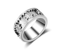 AMZCOM Anillo giratorio antiestres para hombre y mujer, Spinner fidget ring acero inoxidable, Anillo giratorio de engranajes mecánicos, Joyería de moda con caja de regalo (13)