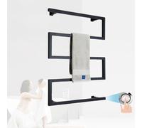 AMZCOM Radiador Toallero Electrico Negro Mate, Secador de Toallas para Baño, Calentador de Toallas, Estante para Toallas de Pared Acero Inoxidable 304, Bajo Consumo, 600mm×800mm