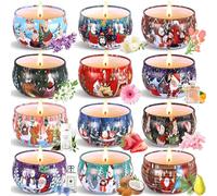 Amzeeniu 12pcs Velas perfumadas de Navidad Juego de Regalo,Velas Aromaticas Perfumadas Navideñas de Soja de Aromaterapia Cera de Soja Natural Vela pa Boda Navidad Cumpleaños Día de San Valentín,Madre