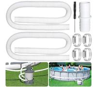 Amzeeniu 2 Piezas Manguera de Repuesto para Piscina 32mm,Repuesto Manguera de Bomba Piscina,para Piscinas Elevadas,con 4 Abrazaderas de Metal(1,5 M)