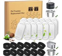 Amzeeniu 24 Piezas Filtros de Fuente para Gatos,filtros fuente gatos,12 Filtros de Carbón y 12 Esponjas de Espuma para Bebedero Fuentes de Acero Inoxidable,Cartucho Triple Acción