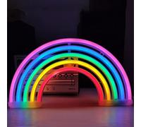 Amzeeniu Letrero de luz de Neón Rainbow luz de Neón Sign Led Luces de Neón Pared Interior Luz de noche Señales luminosas LED USB/con pilas para dormitorio,Navidad,Iluminación de interior decoración