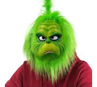 Amzeeniu Máscara de Navidad para Adultos,Grinch Mask Disfraz de Papá Noel Verde,Accesorios de Disfraces, Adecuado para Personajes Navideños y Máscaras de Fiesta cosplay máscara de monstruo
