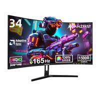 Amzfast Monitor Gaming Curvo 34'' 165 Hz, UWQHD 3440x1440, 21:9, 1 ms MPRT Adaptive Sync sRGB 130% / DCI-P3 95%, HDMI 2.0, DisplayPort, Cuidado de la Vista,VESA 75x75, Pip/PBP, AMZG34C5Q
