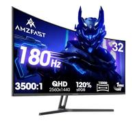 Amzfast Monitor Gaming Curvo de 32 Pulgadas - QHD 2560x1440, 180Hz, 1ms MPRT, Adaptive Sync, 1500R, sRGB 125%/DCI-P3 93%, HDMI 2.0×2/DP 1.4×2, VESA 100x100, Soporte Metálico - AMZG32C1Q