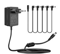 Amzfwing Fuente de Alimentación para Pedal de Guitarra, 9V, 1,5A, 1A, Adaptador de CA y CC, con Cable Central Negativo de 5 vías, para Pedal de Efectos de Guitarra Boss, Casio Keyboard.