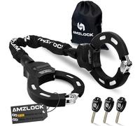 AMZLOCK Candado Patinete Electrico, Antirrobo Patinete Electrico de 8mm | Cadena Bicicleta con 3 Llave, Candado de Cadena Resistente, 75 cm / 1,6 kg, Candado Esposas para Patinetes
