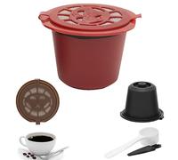 AMZLORD 3 cápsulas de café reutilizables, rellenables, cápsulas de café para máquina Ne-spresso con cuchara de plástico/cepillo de limpieza para el hogar, cocina, oficina, al aire libre (multicolor)