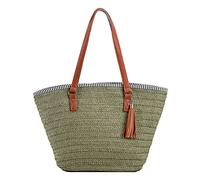 AMZLORD Bolsas de playa de verano Tassels de cuerda de papel Mujeres Modas tejidas Moda informal simple Elegante para vacaciones junto al mar