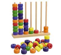 AMZLORD Juego de secuenciación con Cuentas de Madera con reconocimiento de Colores, con Compartimentos, Anillos, desafío de Patrones rápidos, Rompecabezas de apilamiento de Anillos, para 2 Jugadores