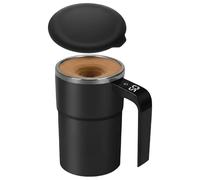 AMZLORD Taza automática de mezcla, taza con autorrevolución magnética y tapa con asa, jarro eléctrica for café, chocolate, leche, té, funcionamiento magnético automático, color negro