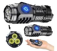 AMZLORD Tipo-C Recargable Brillo Ajustable Luz de Flash 5 Modos de Luz Linterna Impermeable Potente Linterna de Mano Luz de Bolsillo Pequeña Linterna LED para Camping Reparación de Autos for
