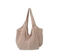 AMZLORD Women Elegante Bolso de mano tejido Bolso de hombro junto al mar Bag Hollow Beach (caqui)