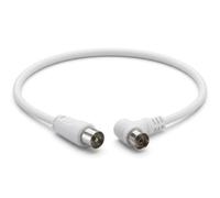 AmzNet Cable de antena en ángulo macho a conector IEC color blanco, 3,75 metros, cable coaxial de TV, cable de TV > apantallamiento de 80 dB, HDTV, DVB-T2, DVB-C, receptor de radio de 90 grados, para
