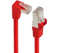 AmzNet Câble Ethernet Cat 6 coudé à 90° - 5 mètres - rouge - S/FTP PIMF - Connecteur RJ45 coudé - Câble de brassage Gigabit pour routeurs, commutateurs et téléviseurs connectés