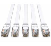 AmzNet Cable plano CAT6, 1 metro, color blanco, 5 unidades, cable LAN RJ45 Gigabit U/UTP Ethernet Patch Cable 250 MHz cobre para router Switch Smart TV PC portátil módem NAS Set para oficina red