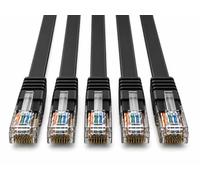 AmzNet Cable plano CAT6, 1 metro, color negro, 5 unidades, cable LAN RJ45 Gigabit U/UTP Ethernet Patch Cable 250 MHz cobre para router Switch Smart TV PC portátil módem NAS Set para oficina red