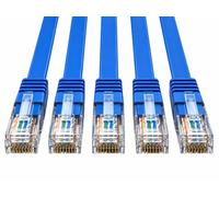 AmzNet Cable plano CAT6 de 1 metro azul, 5 unidades, cable LAN RJ45 Gigabit U/UTP Ethernet Patch Cable 250 MHz cobre para router Switch Smart TV PC portátil módem NAS Set para oficina red doméstica