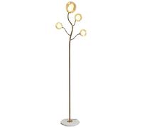 AMZOAKUD Lámpara de pie Simplicidad Elegante Lámpara de pie Lámpara de Poste Alto Negro/Dorado Pantalla de Bola de Cristal Base de mármol Lámparas de pie de Personalidad Moderna Lámpara de pie