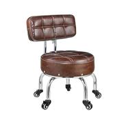 AMZOAKUD Taburete bajo con Ruedas y Respaldo, Ruedas con rodamientos de Cuero PU, diseño Moderno para Tienda, hogar, Garaje, jardín, Masaje, Uso en Oficina