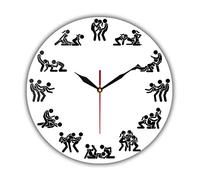 AMZOC Reloj De Pared De Arte Minimalista con Posiciones Sexuales De Trío para Hombre, Cueva, Club De Adultos, 2 En 1, Técnicas De Kamasutra, Reloj De Chico De Intimidad