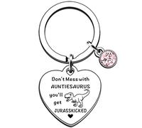 AMZQ Regalos divertidos para tía, regalos de cumpleaños para tía, regalos del día de la madre, regalos para tía de sobrina, sobrino, mejor tía, llavero, plata, talla única