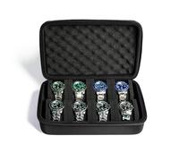 AMZSAFE Caja de reloj de 8 ranuras, funda organizadora de reloj duro para relojes de hombre y mujer, soporte de organización de exhibición de reloj con almohada de reloj