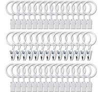 AMZSEVEN Paquete de 44 Anillos de Cortina de Metal con Clips, Clips de Cortina con Anillos, Anillos de Cortina de 1 Pulgada de diámetro, se Adapta a Barras de Cortina de 6/8 Pulgadas de diámetro,