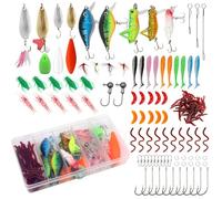 AMZSKU 116 PCS cebo de pesca mixto incluyendo spinner, VIB, gancho de altura, gancho único, juntas giratorias, alicates, guía, etc. para la pesca de agua dulce y salada