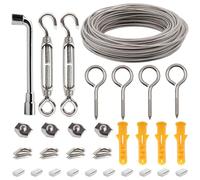 AMZSKU Cuerda de alambre de acero inoxidable 304, 15 m, 2 mm, cuerda de alambre de acero inoxidable 304, juego de ayuda para enredaderas, cable de acero revestido con ojales para suspensión de cuerdas