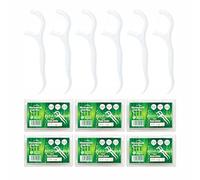 AMZSKU Hilo dental 300 piezas de palillos de hilo dental con soporte para palillos de dientes, alambre de dientes, palillos de dental desechables/palillos de limpieza de dientes (300 unidades)