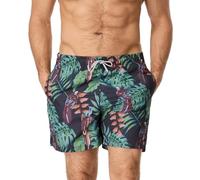 AMZSPORT Bañador Hombre Corto Shorts de baño Impermeables Bermudas con Forro de Malla y Bolsillos, Pájaro Negro M