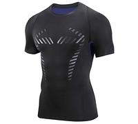 AMZSPORT Camisa de Compresión para Hombre Camiseta de Manga Corta Fitness Shirt, Azul XL