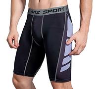 AMZSPORT Mallas de compresión Deportivas para Hombre, Leggings de Secado Fresco, Pantalones Cortos Pro Traning, Color Blanco y Negro, Talla XXL