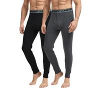 AMZSPORT Mallas Termicas Hombre Pantalones Invierno Calzoncillos Largos pour Esqui Deporte, 2 Pack Extra Cálido Negro Gris S