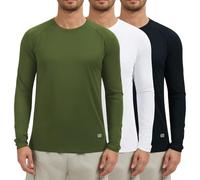 AMZSPORT Paquete de 3 Camisetas Hombre Manga Larga con Protección Solar UV UPF 50+ Camiseta Técnica Transpirable y de Secado Rápido para Correr, Deporte, Outdoor Negro Blanco Verde M