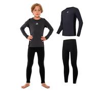 AMZSPORT Ropa Interior Térmica para Niño - Conjunto de Manga Larga, Capa Base de Ropa Interior Térmica para Niños, Ideal para Actividades al Aire Libre en Invierno, Gris XL