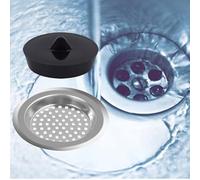 AMZsystems - Kit de Filtro de Fregadero y tapon para desague de Acero Inoxidable con Agujeros Resistente y Goma Dura colador de Drenaje Ducha baño Cocina ads (60mm)