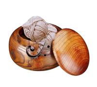AMZTEMU All-in-ones wooden yarn bowl, Tazón de lana, Crochet yarn bowl, Cuenco de hilo de ganchillo con tapa - estilo retro(15*9.5cm)