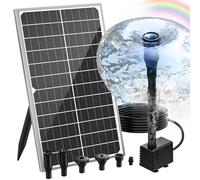 AMZtime 15 W Fuente Solar Jardin Exterior Mejorada DIY Bomba de Agua Solar con 6 Boquillas Soporte Ajustable para Baño de Pájaros, Acuario Jardín Fuente de Agua Decorativa