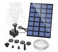 AMZtime Fuente Solar 2.5W Bomba Solar para Estanque Fuentes Solares para Jardin con 6 Boquillas para Baño de pájaros, Pecera, Estanque Decoración de Jardín