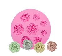 AMZTOART 1 molde de silicona con diseño de rosas para decoración de pasteles, molde antiadherente para fondant, chocolate, caramelo, galletas, magdalenas, gelatina y arcilla polimérica (0049)