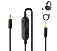 Amztour Cable de Auriculares para Logitech G433/G233/G Pro/G Pro X 3.5mm Cable Audio Cascos Tejido Universal con Control de Volumen y Botón de Silencio 2 metros (6,56 pies) Negro