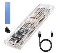 Amztour Carcasa SSD M2 NVMe Carcasa Disco Duro SSD 10Gbps USB3.1 Gen2 Adaptador M2 NVMe USB-C Caja Disco Duro Lector para 2230/2242/2260/2280 NV-Me y S-ATA M-Key/B + M Key con Cable USB