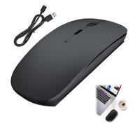 Amztour Raton Inalambrico Recargable 2.4G Ratón Ergonómico Inalámbrico Silencioso Ultra Delgado 1600 dpi 3 Niveles Ajustables de DP para Portatil/Laptop/MacBook/Android/PC/Mac(Negro)